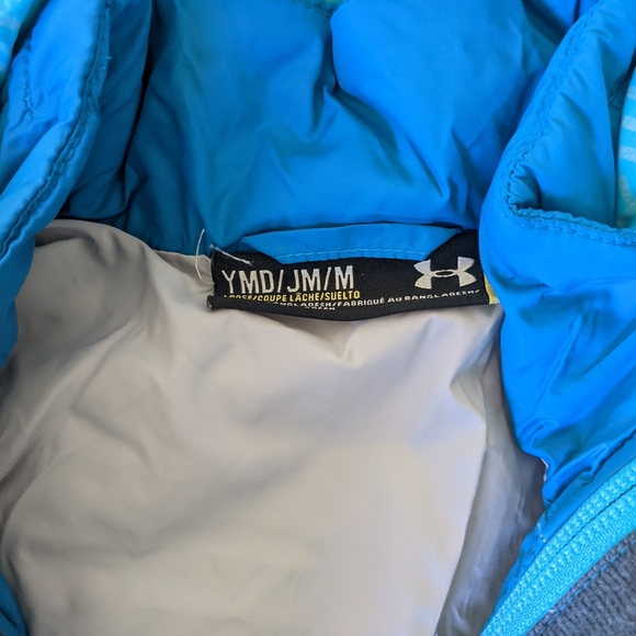 Girls Dual Layer Under Armour Infrared Loose Blue Puffer Down Coats - Picture 11 of 12